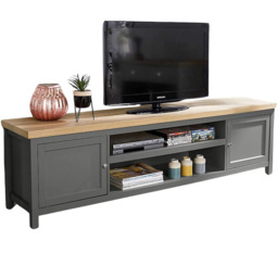 Home Source Avon 2 Door Large Graphite Grey TV Unit - Size: 50 x 180 x 39cm - Wilko - thumbnail 3