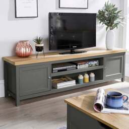 Home Source Avon 2 Door Large Graphite Grey TV Unit - Size: 50 x 180 x 39cm - Wilko