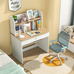 Costway Single Drawer Kids Wooden Study Desk with Hutch White - Size: 80 x 48 x 102cm - Wilko - thumbnail 5