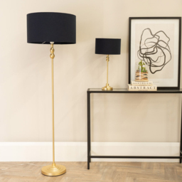 ValueLights Maggie Black and Gold Drum Shade Candlestick LED Floor Lamp - Size: 151 x 45 x 45cm - Wilko - thumbnail 5
