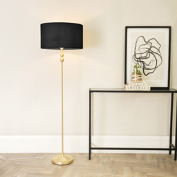 ValueLights Maggie Black and Gold Drum Shade Candlestick LED Floor Lamp - Size: 151 x 45 x 45cm - Wilko - thumbnail 3