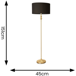 ValueLights Maggie Black and Gold Drum Shade Candlestick LED Floor Lamp - Size: 151 x 45 x 45cm - Wilko - thumbnail 6