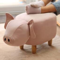 Gardeco Pinky The Pig Pink Velvet Footstool - Size: 36 x 65 x 32cm - Wilko