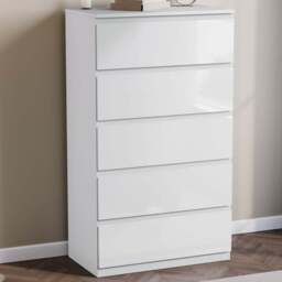 Vida Designs Glinton 5 Drawer White Chest of Drawers - Wilko - thumbnail 1