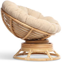 Desser Papasan Natural Rattan Rocking Chair with Boucle Latte Cushion - Size: Single - Cream - Desser Furniture - Wilko - thumbnail 5