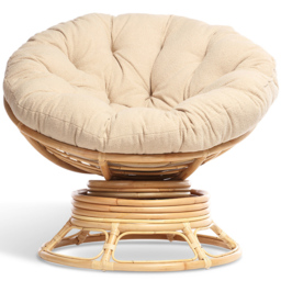 Desser Papasan Natural Rattan Rocking Chair with Boucle Latte Cushion - Size: Single - Cream - Desser Furniture - Wilko - thumbnail 3