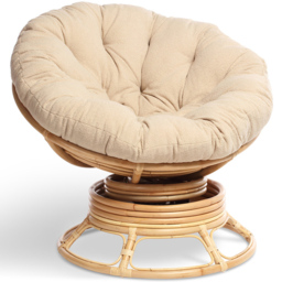 Desser Papasan Natural Rattan Rocking Chair with Boucle Latte Cushion - Size: Single - Cream - Desser Furniture - Wilko - thumbnail 4
