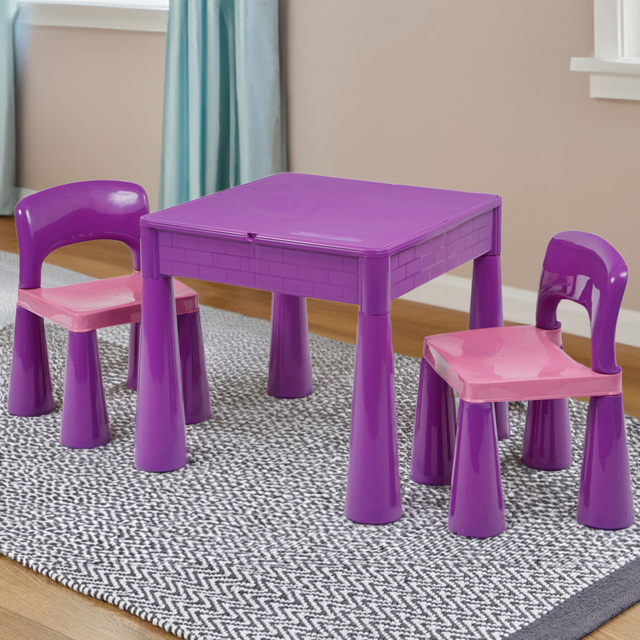 Liberty House Toys Purple Kids 5-in-1 Activity Table and Chairs - Size: 46.5 x 51 x 53cm - Wilko - image 1