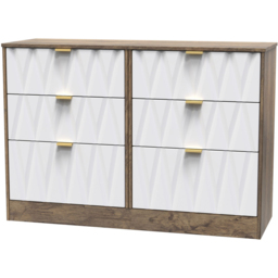 Crowndale Las Vegas 6 Drawer Matt White and Vintage Oak Chest of Drawers Ready Assembled - Wilko - thumbnail 3