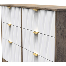 Crowndale Las Vegas 6 Drawer Matt White and Vintage Oak Chest of Drawers Ready Assembled - Wilko - thumbnail 6