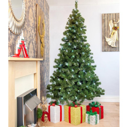 Shatchi Green Warm White LED Pre Lit Alaskan Pine Artificial Christmas Tree 8ft - Wilko - thumbnail 3