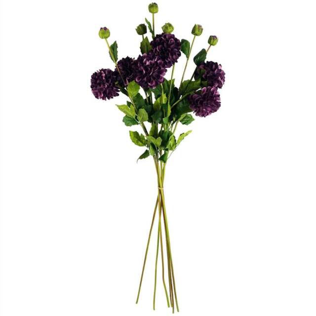 Leaf Purple Dahlia Pom Pom Artificial Flower Stem 75cm 6 Pack - Size: 75 x 13 x 13cm - Wilko - image 1