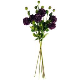 Leaf Purple Dahlia Pom Pom Artificial Flower Stem 75cm 6 Pack - Size: 75 x 13 x 13cm - Wilko