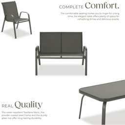 tectake Nora 4 Seater Anthracite Textilene Fabric Outdoor Seating Table Set - Grey - Wilko - thumbnail 4
