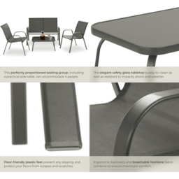 tectake Nora 4 Seater Anthracite Textilene Fabric Outdoor Seating Table Set - Grey - Wilko - thumbnail 6