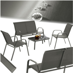 tectake Nora 4 Seater Anthracite Textilene Fabric Outdoor Seating Table Set - Grey - Wilko - thumbnail 3