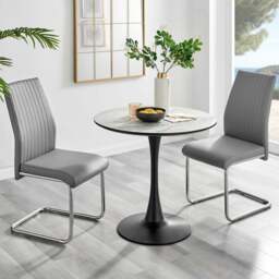 Furniturebox Elissa Fontana Marble Effect 2 Seater Round Dining Set White Grey and Chrome - Wilko - thumbnail 1