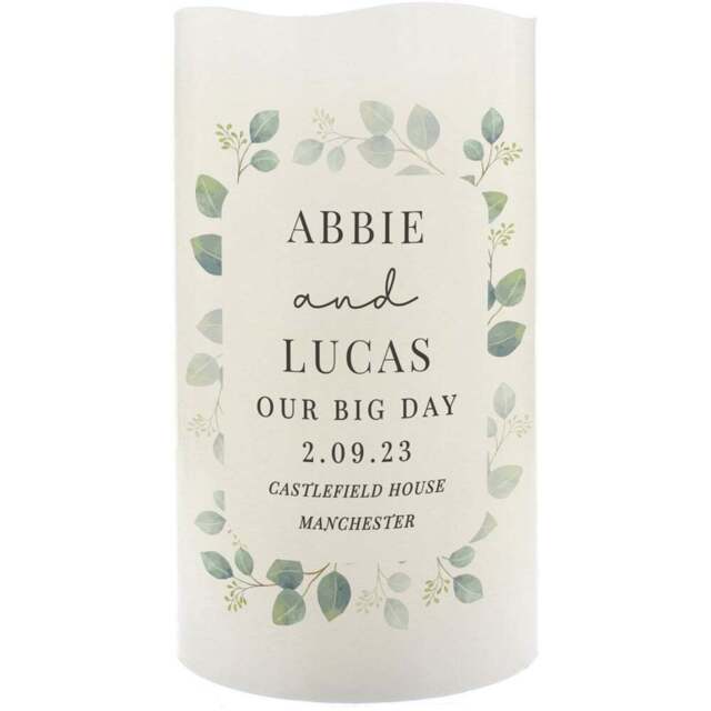 Personalised Memento Personalised Botanical Free Text LED Candle - Size: 0.8 x 1.3 x 0.8cm - White - Wilko - image 1