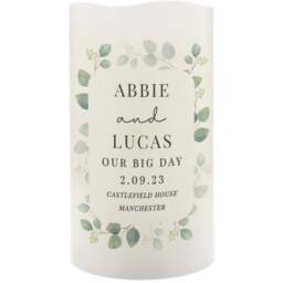 Personalised Memento Personalised Botanical Free Text LED Candle - Size: 0.8 x 1.3 x 0.8cm - White - Wilko