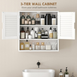 Portland 2 Door Single Shelf White Wall-Mounted Bathroom Storage Cabinet - Size: 60 x 20 x 60cm - Wilko - thumbnail 7