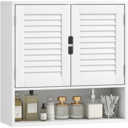 Portland 2 Door Single Shelf White Wall-Mounted Bathroom Storage Cabinet - Size: 60 x 20 x 60cm - Wilko - thumbnail 3