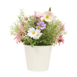 Wild Flower Arrangement in Metal Pot - Wilko - thumbnail 1