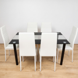 Portland Kosy Koala 6 Seater Glass Dining Set Black and White - Clear - Wilko - thumbnail 5