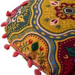 Living and Home Yellow Turkish Style Square Seat Cushion with Pom Pom Trim 40 x 40cm - Size: 8 x 40 x 40cm - Wilko - thumbnail 6