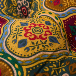 Living and Home Yellow Turkish Style Square Seat Cushion with Pom Pom Trim 40 x 40cm - Size: 8 x 40 x 40cm - Wilko - thumbnail 5
