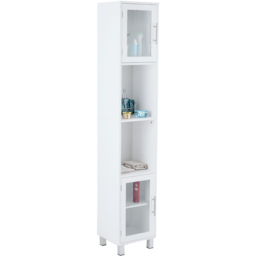 Costway 2 Door 2 Shelf White Wooden Slim Bathroom Cabinet - Size: 99.1 x 38.1 x 17.78cm - Wilko - thumbnail 5