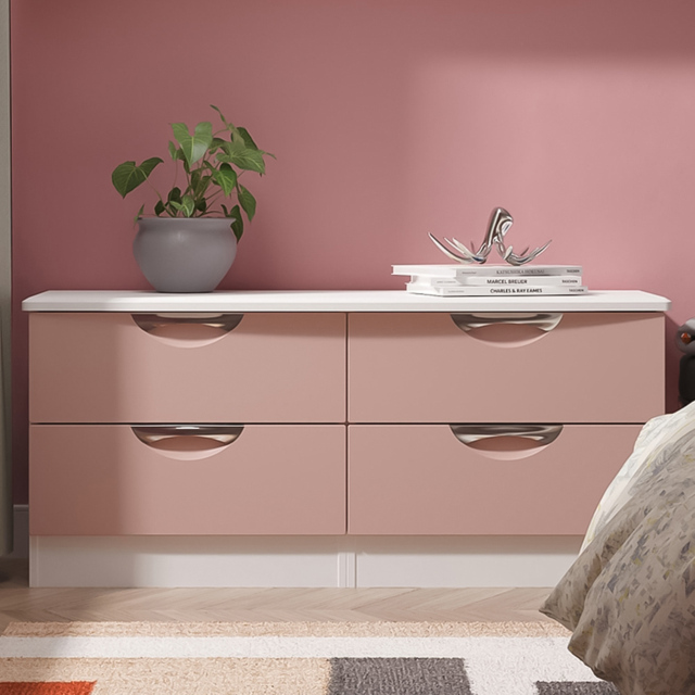 Crowndale Camden 4 Drawer Kobe Pink and White Bed Box Ready Assembled - Kobe Pink & White - Wilko - image 1