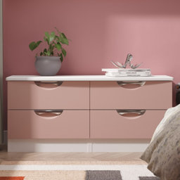 Crowndale Camden 4 Drawer Kobe Pink and White Bed Box Ready Assembled - Kobe Pink & White - Wilko