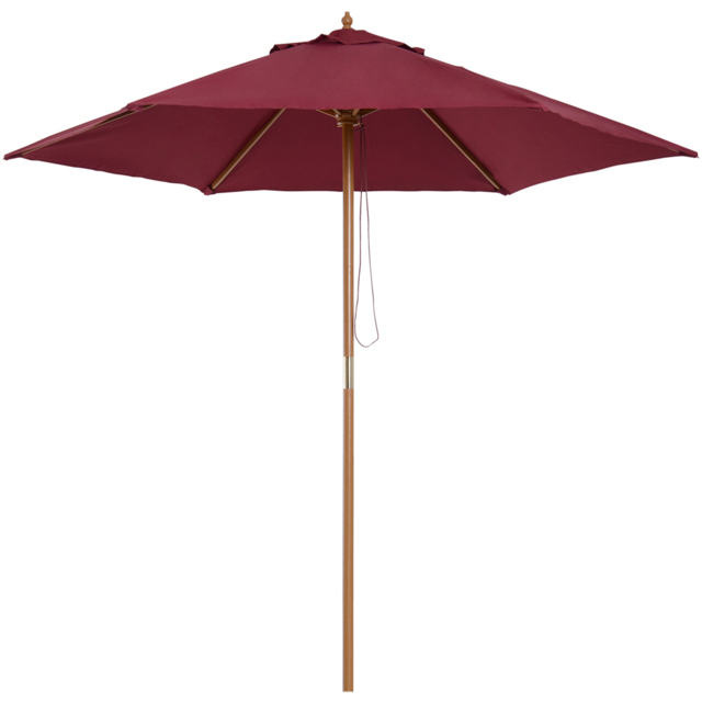 Outsunny Wine Red Wooden Garden Parasol 2.5m - Size: 3m - Wilko - image 1