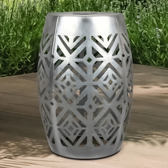 Teamson Home Decorative Silver Patio Side Table with Solar LED Light - Size: 45.7 x 31.1 x 31.1cm - White - Wilko - image 1