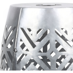 Teamson Home Decorative Silver Patio Side Table with Solar LED Light - Size: 45.7 x 31.1 x 31.1cm - White - Wilko - thumbnail 5