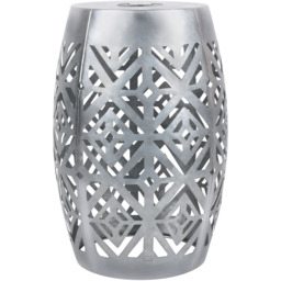 Teamson Home Decorative Silver Patio Side Table with Solar LED Light - Size: 45.7 x 31.1 x 31.1cm - White - Wilko - thumbnail 4