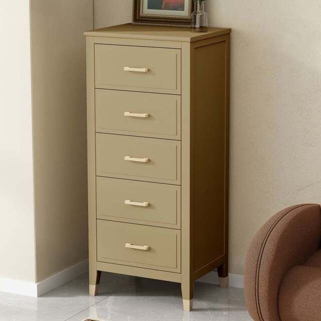 Palazzi 5 Drawer Clay Narrow Chest of Drawers - Cream - Wilko - image 1