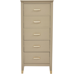 Palazzi 5 Drawer Clay Narrow Chest of Drawers - Cream - Wilko - thumbnail 4