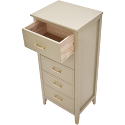 Palazzi 5 Drawer Clay Narrow Chest of Drawers - Cream - Wilko - thumbnail 6