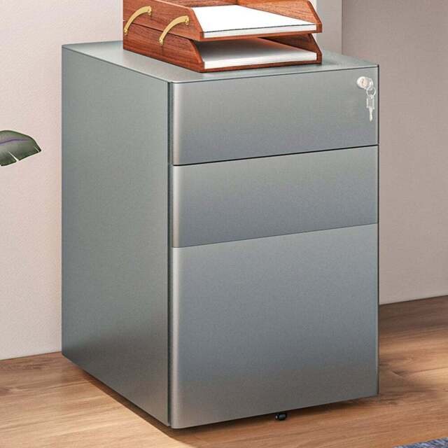 Portland 3 Drawer Steel Filing Cabinet - Size: 3 Drawers - Grey - Wilko - image 1