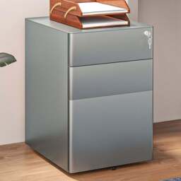 Portland 3 Drawer Steel Filing Cabinet - Size: 3 Drawers - Grey - Wilko - thumbnail 1