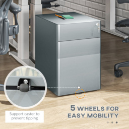 Portland 3 Drawer Steel Filing Cabinet - Size: 3 Drawers - Grey - Wilko - thumbnail 7