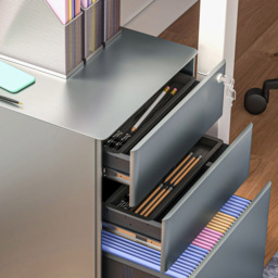 Portland 3 Drawer Steel Filing Cabinet - Size: 3 Drawers - Grey - Wilko - thumbnail 4