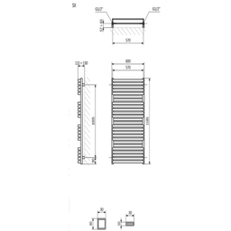 Terma Quadrus Bold 3795BTU Metallic Black Heated Towel Rail 1185 x 600mm - Size: 118.5 x 60 x 12.2cm - Wilko - thumbnail 7