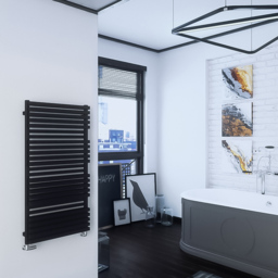 Terma Quadrus Bold 3795BTU Metallic Black Heated Towel Rail 1185 x 600mm - Size: 118.5 x 60 x 12.2cm - Wilko - thumbnail 5
