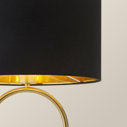 ValueLights Antonia Black with Gold Inner Drum Shade Brushed Gold Oval LED Table Lamp - Size: 42.3 x 25 x 25cm - Wilko - thumbnail 4