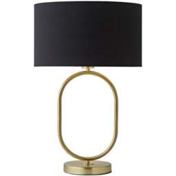ValueLights Antonia Black with Gold Inner Drum Shade Brushed Gold Oval LED Table Lamp - Size: 42.3 x 25 x 25cm - Wilko