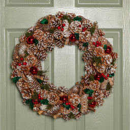 Samuel Alexander YuleFest Christmas Wreath with Baubles and Snow Tipped Pine Cones 50cm - Size: 50 x 7 x 7cm - Multi - Wilko - thumbnail 3