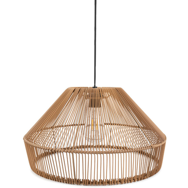 ValueLights Rattan Outdoor Solar Overhead Pendant Light - Size: 22 x 40 x 40cm - Brown - Wilko - image 1