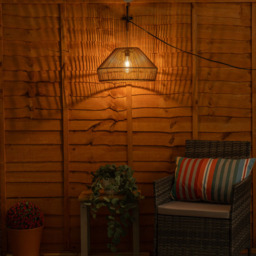 ValueLights Rattan Outdoor Solar Overhead Pendant Light - Size: 22 x 40 x 40cm - Brown - Wilko - thumbnail 6